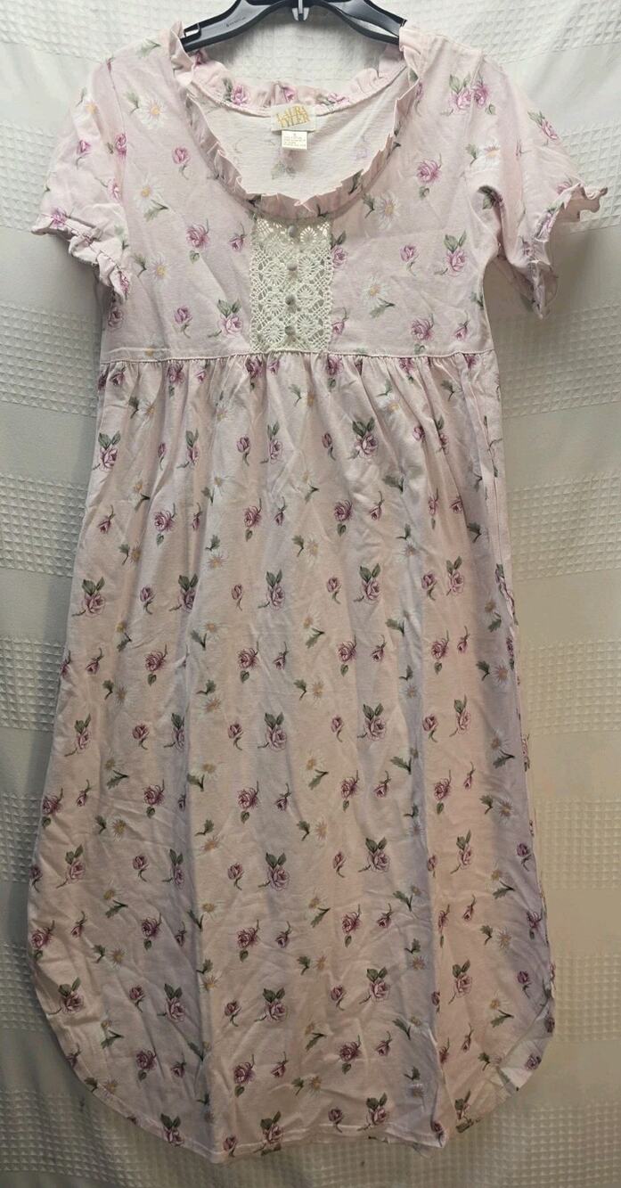 Laura Tyler Vintage Nightgown Long Sleeve Lace Floral Size Small